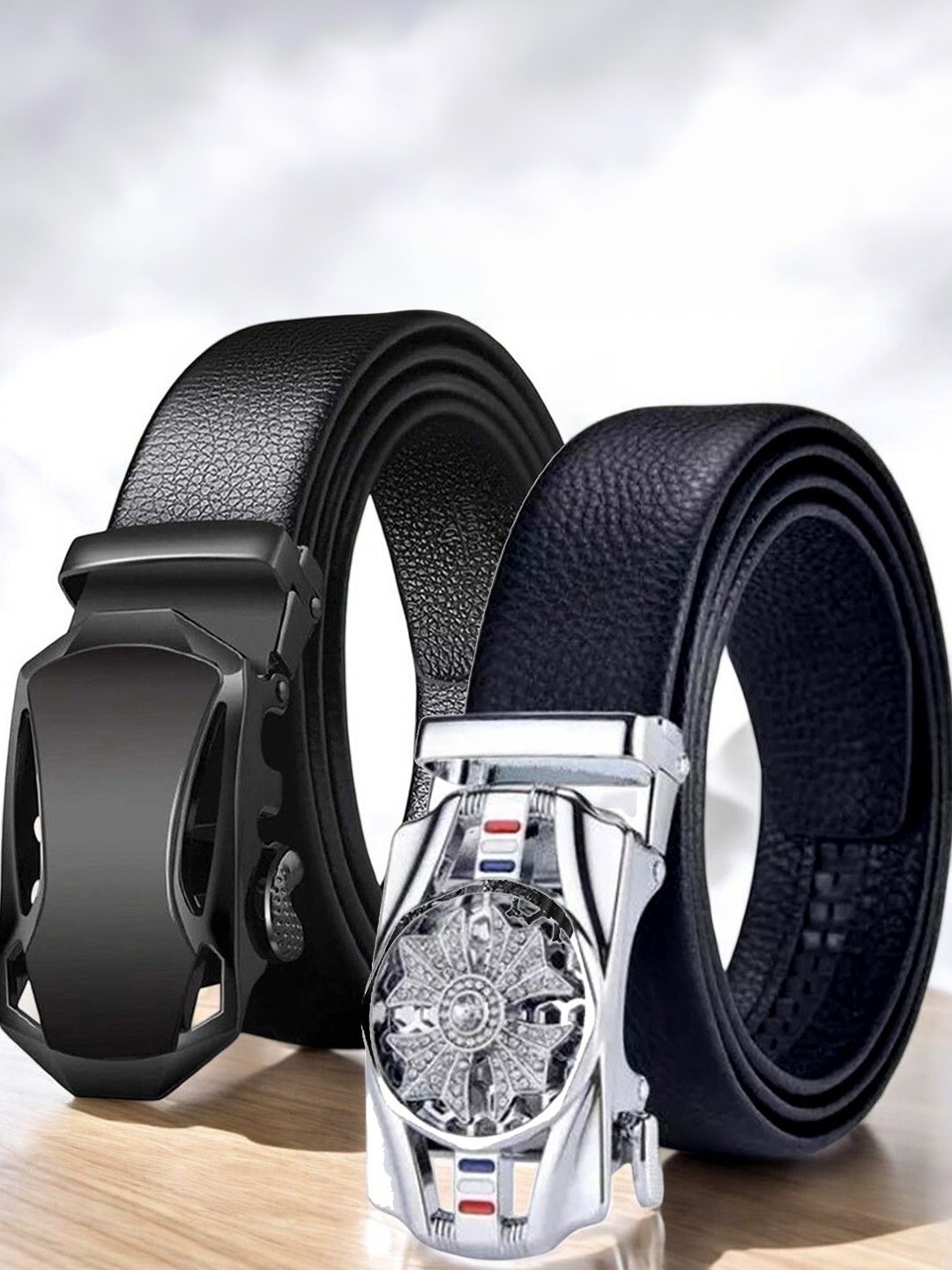 

The Roadster Lifestyle Co. Men Set Of 2 Textured Belts, Black