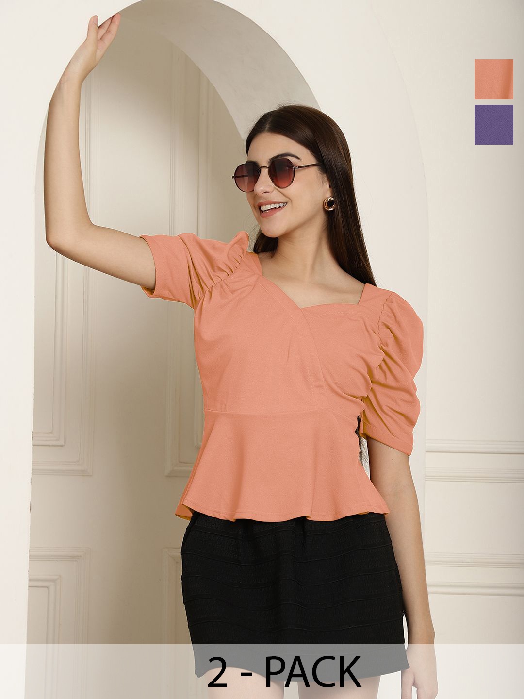 

Tromko Sweetheart Neck Puff Sleeve Top, Multi