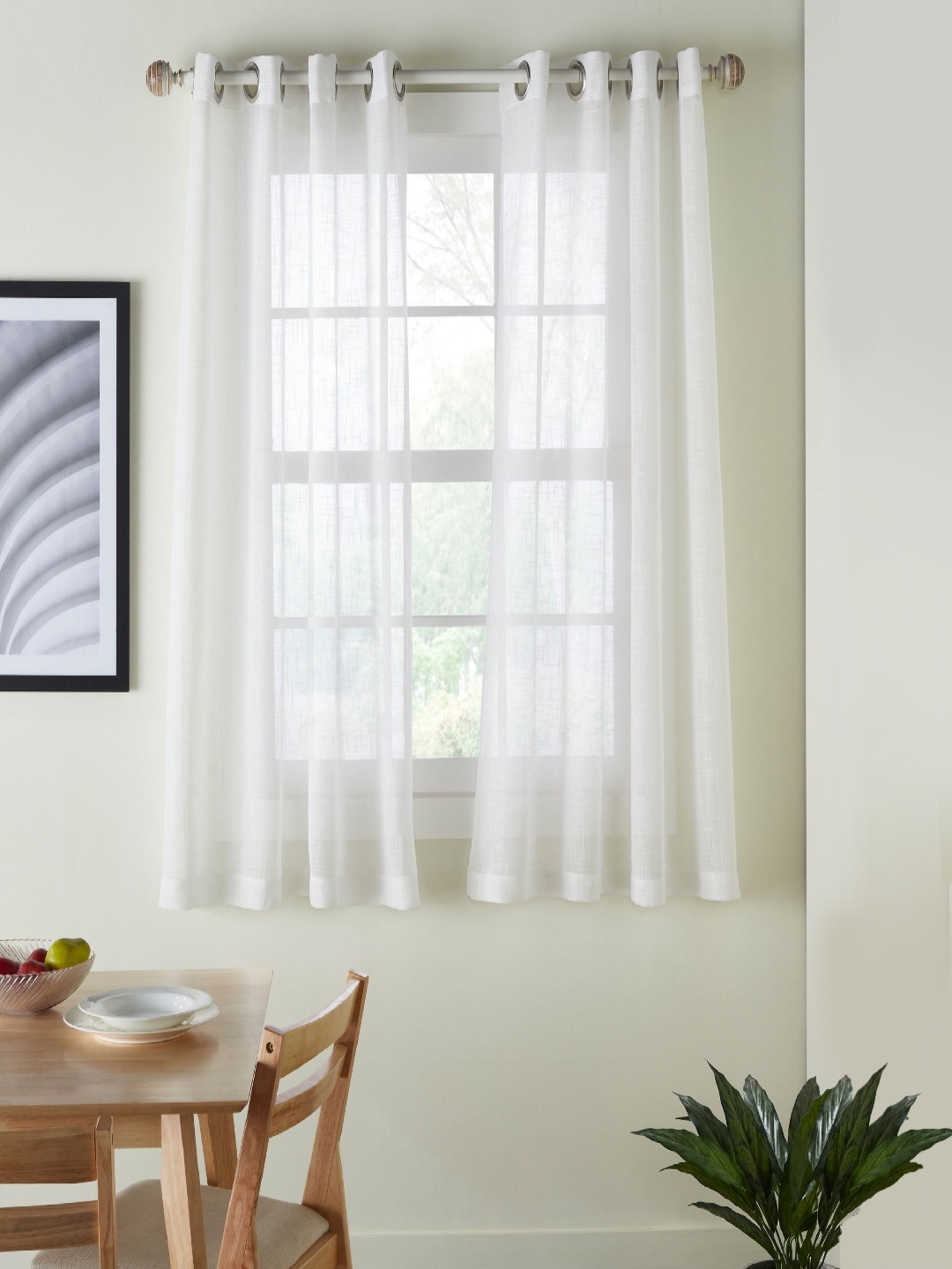 

Deco Window White 2 Pieces Sheer Window Curtains