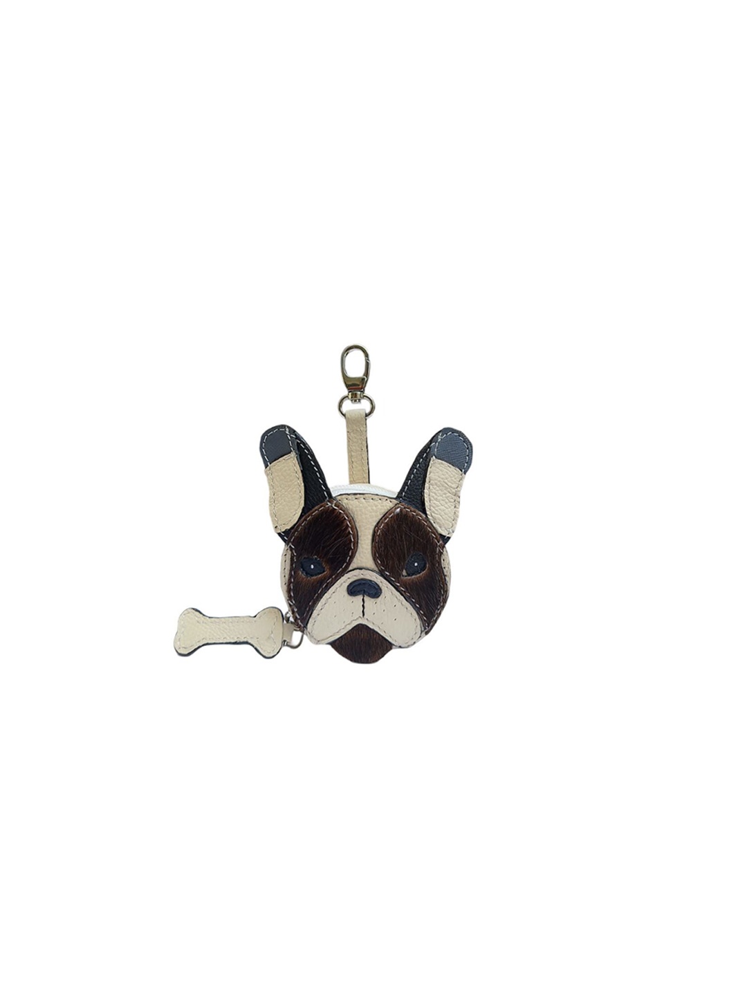 

PERKED Hachiko Textured Leather Key Chain, Beige