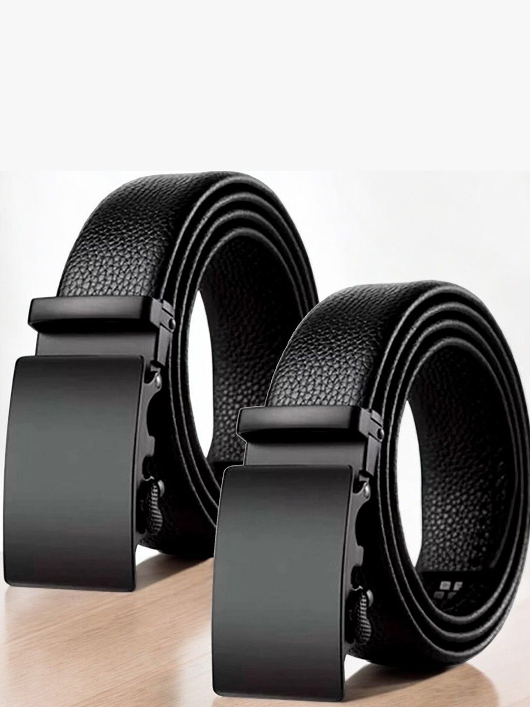 

The Roadster Lifestyle Co. Men Set Of 2 Textured Formal Belts, Black