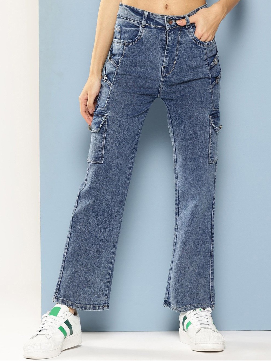 

BAESD Girls Comfort Relaxed Fit Highly Distressed Heavy Fade Stretchable Jeans, Blue