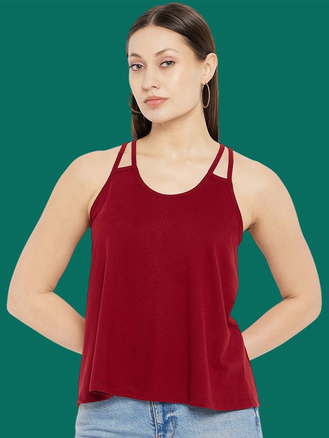 

Hypernation Cotton Tank Top, Maroon