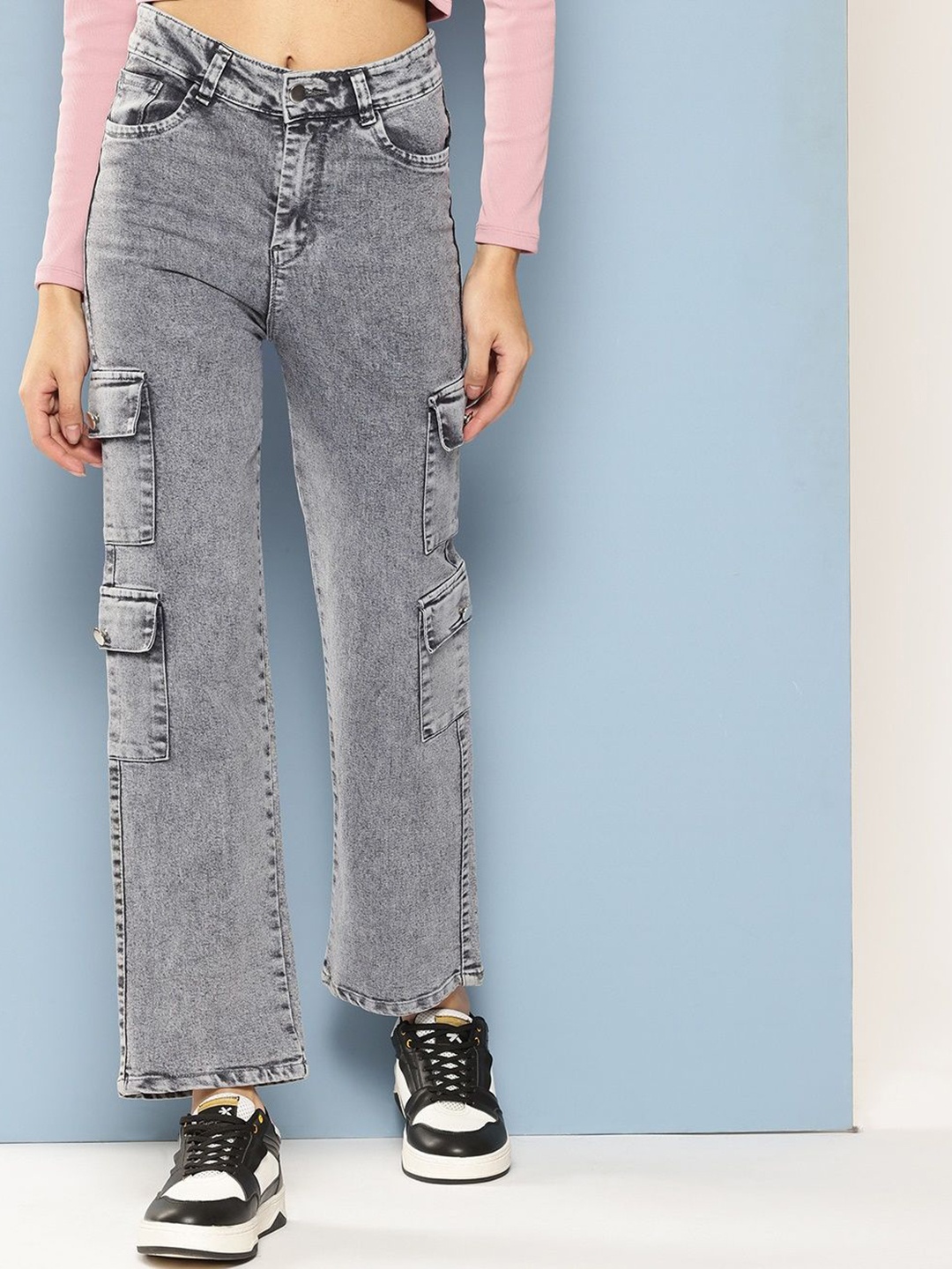

BAESD Girls Comfort Relaxed Fit Highly Distressed Heavy Fade Stretchable Jeans, Grey