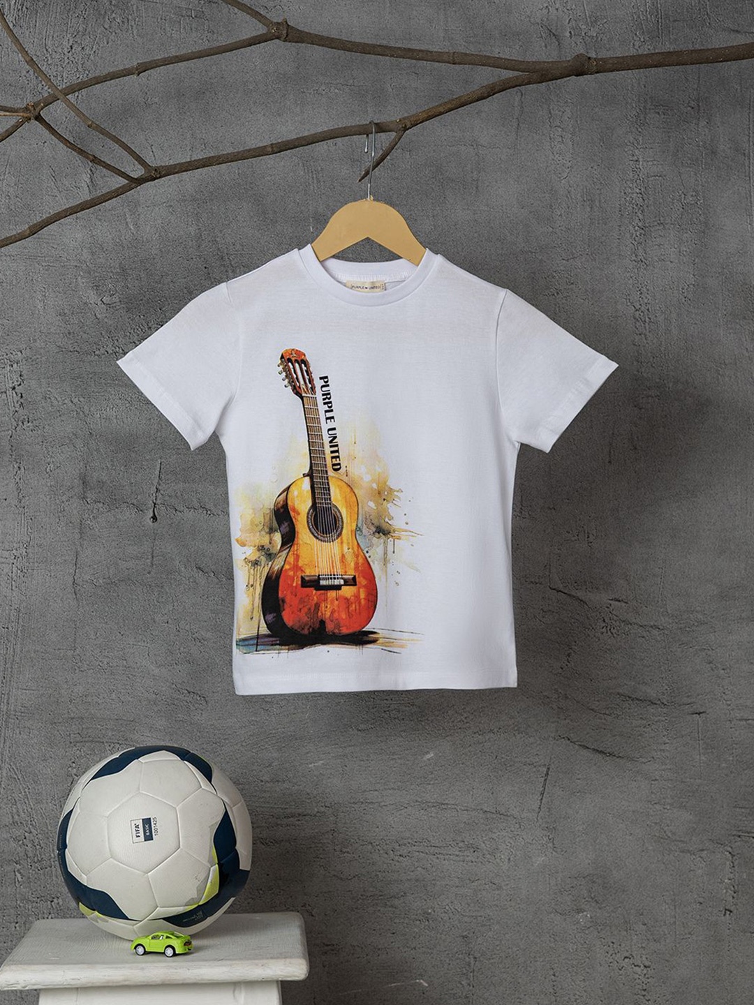 

Purple United Kids Boys Printed Applique T-shirt, White