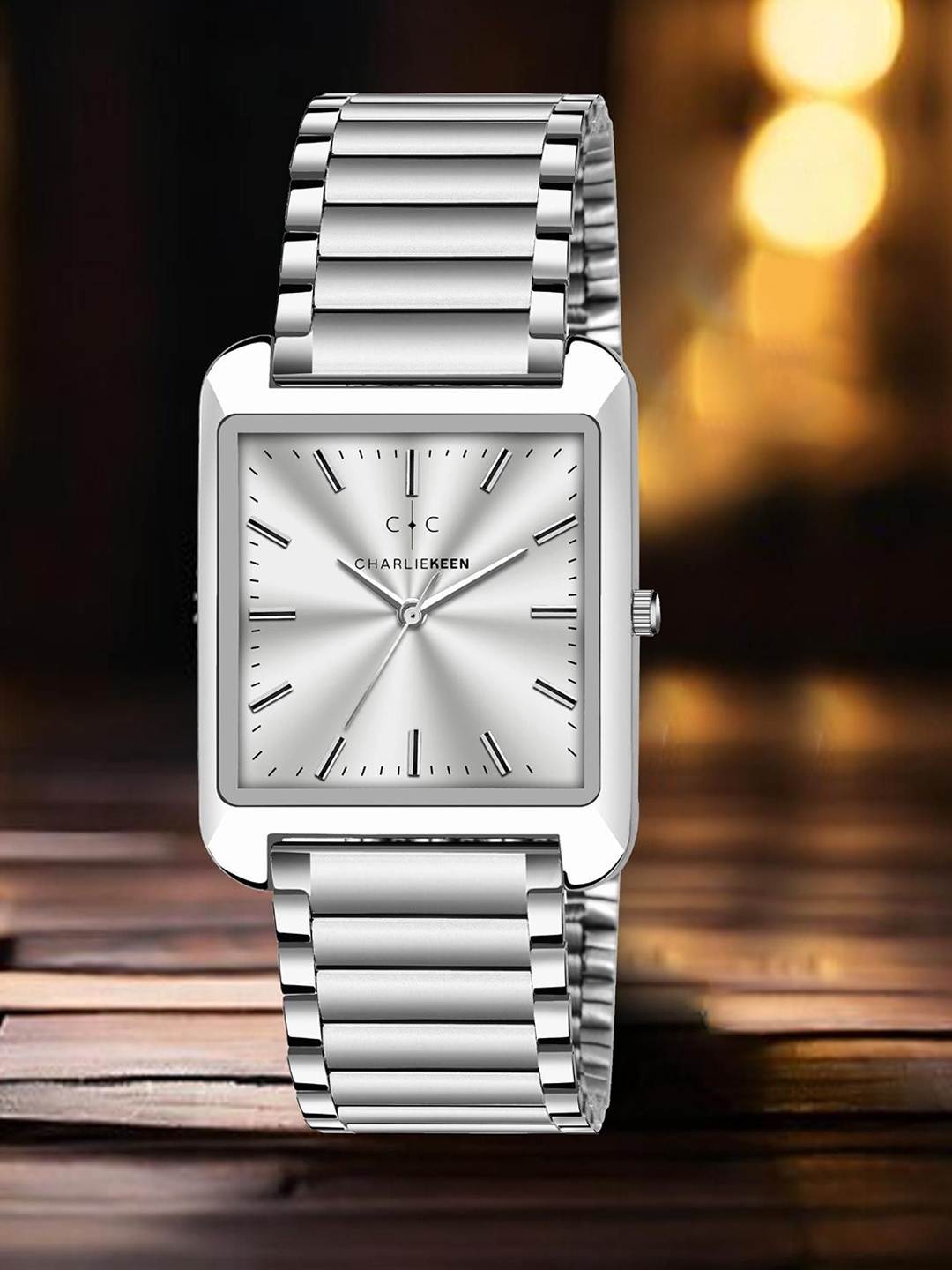 

CHARLIEKEEN Men Brass Dial & Stainless Steel Straps Analogue Watch CC-GSQ010-SLV-CH, Silver