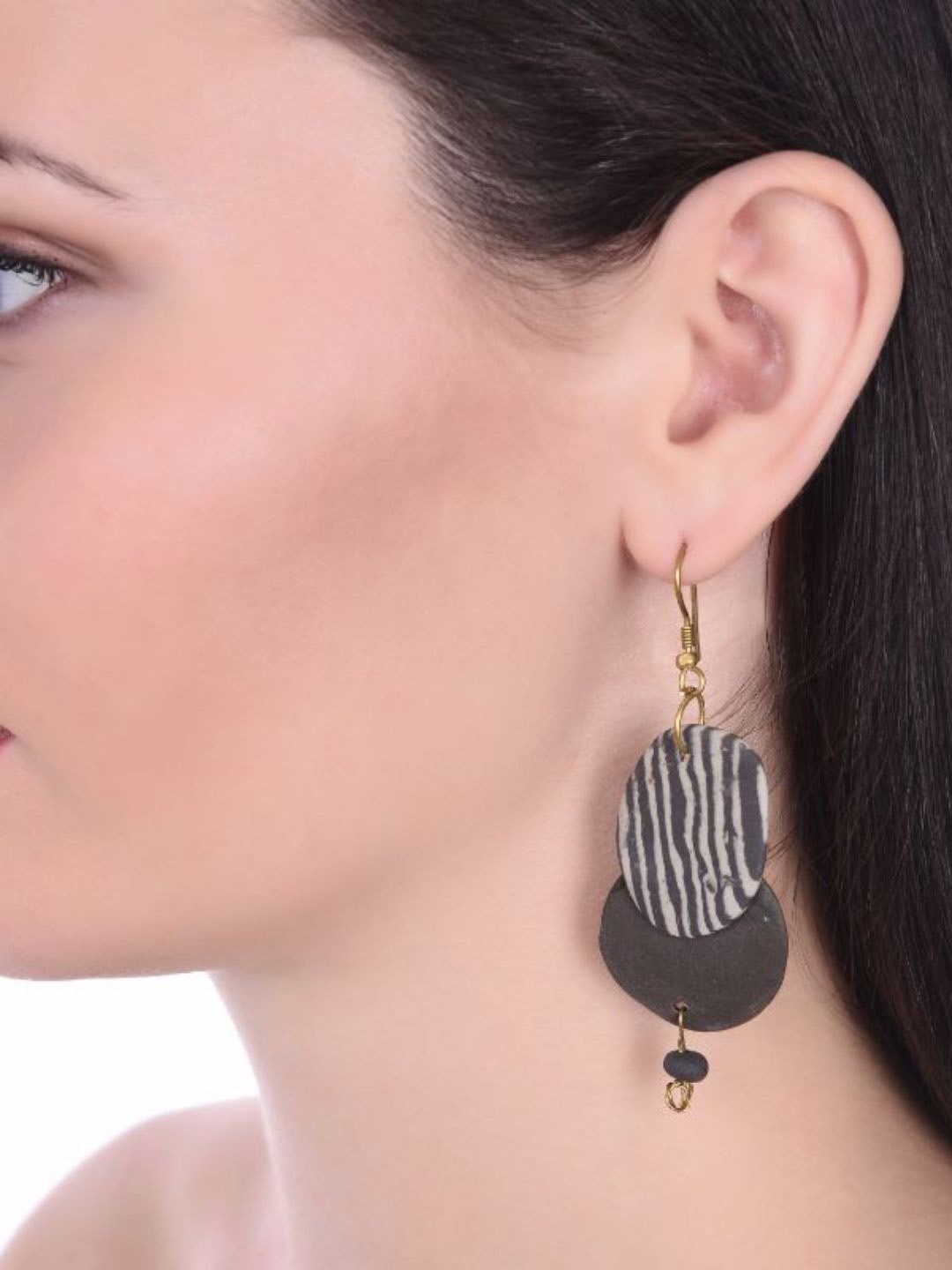 

Unravel India Artificial Beaded Ceramic Classic Drop Earrings, Grey