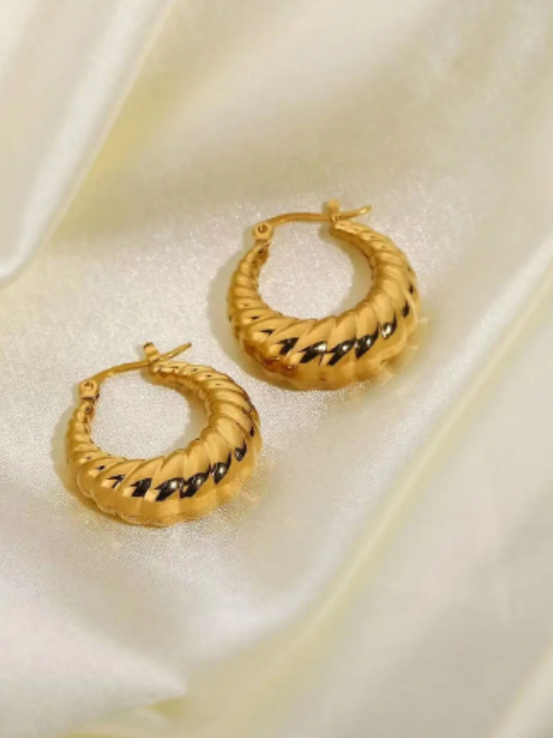 

SUBHAGALANKAR Gold-Plated Stainless Steel Contemporary Hoop Earrings