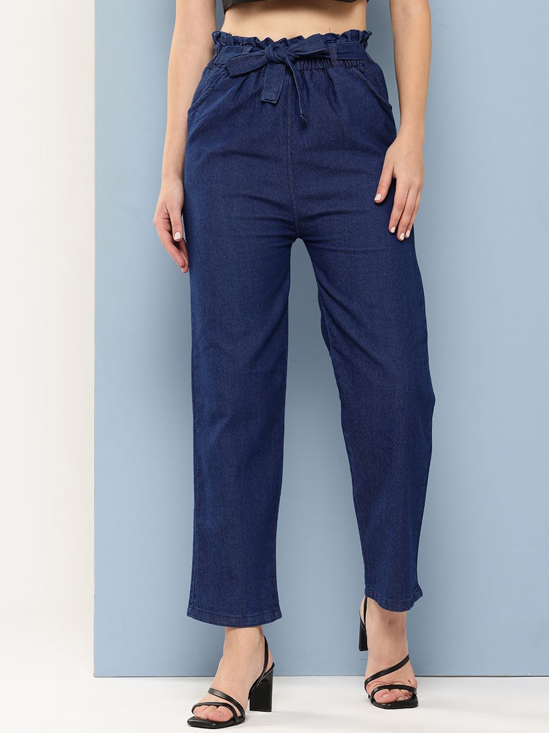 

BAESD Women Comfort Relaxed Fit Mid-Rise Jeans, Navy blue