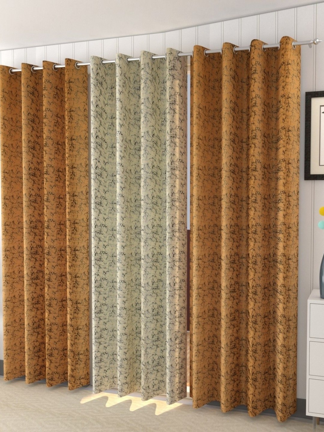 

Galaxy Home Decor Multicoloured Set of 3 Room Darkening Door Curtain, Multi