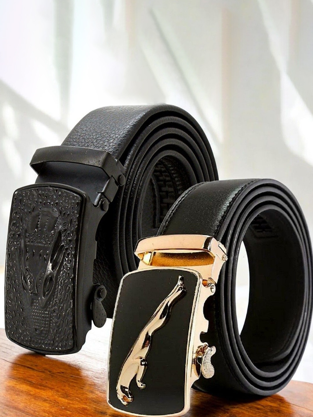 

The Roadster Men Lifestyle Co Set Of 2 Textured Formal Belts, Black