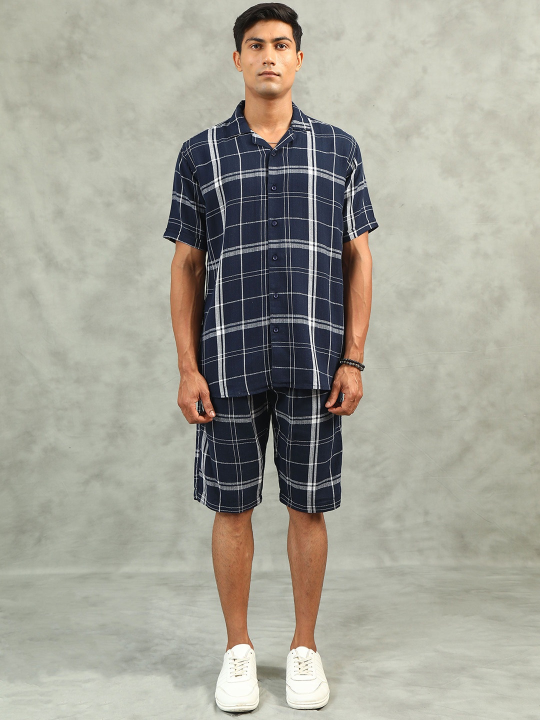 

beevee Checked Shirt With Shorts Co-Ords, Navy blue