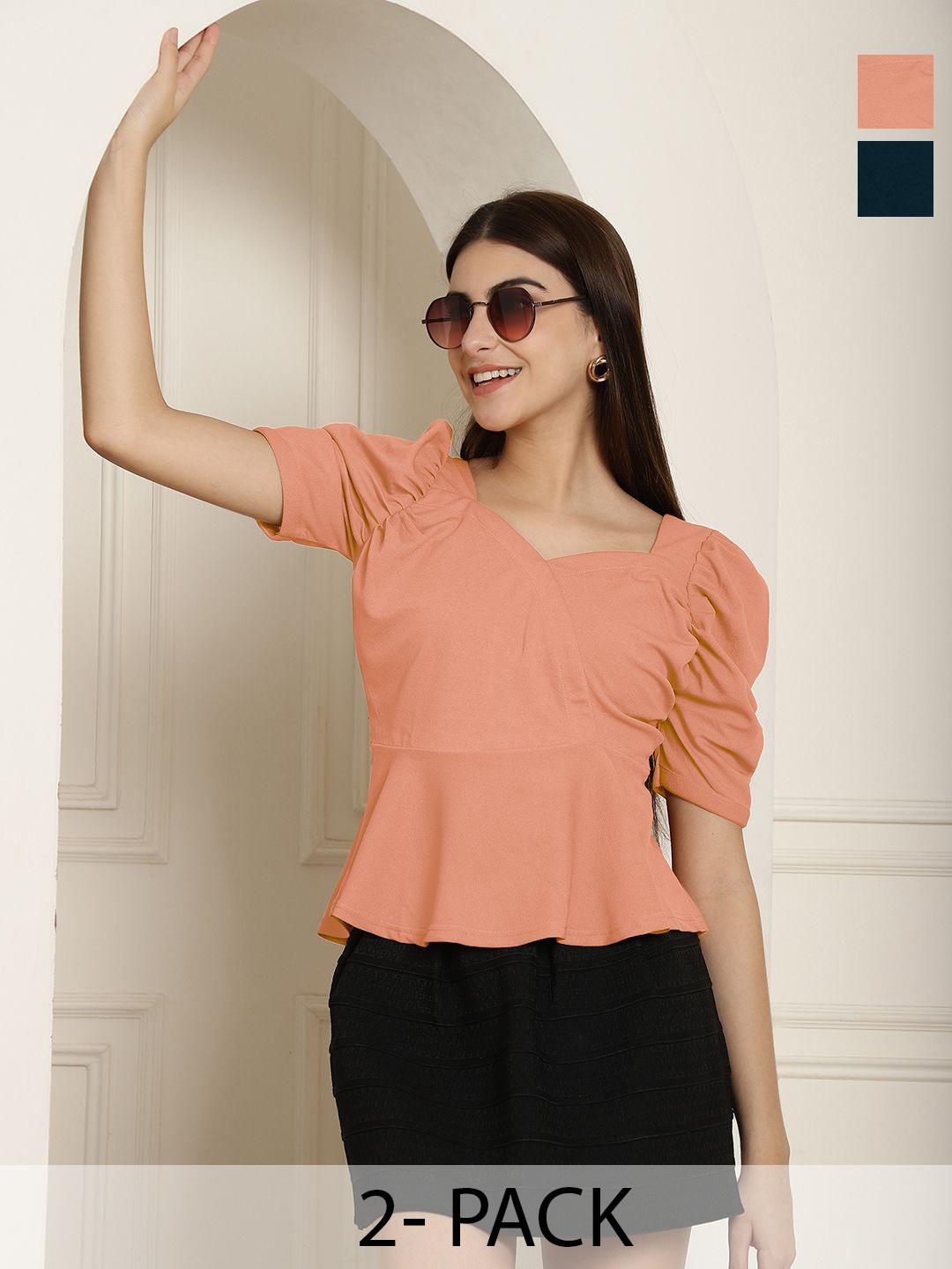 

Tromko Sweetheart Neck Puff Sleeve Top, Multi