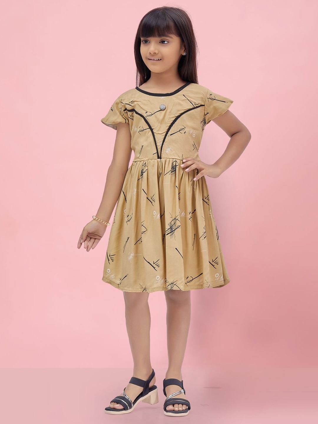 

Miss & Chief Floral Print Fit & Flare Dress, Beige