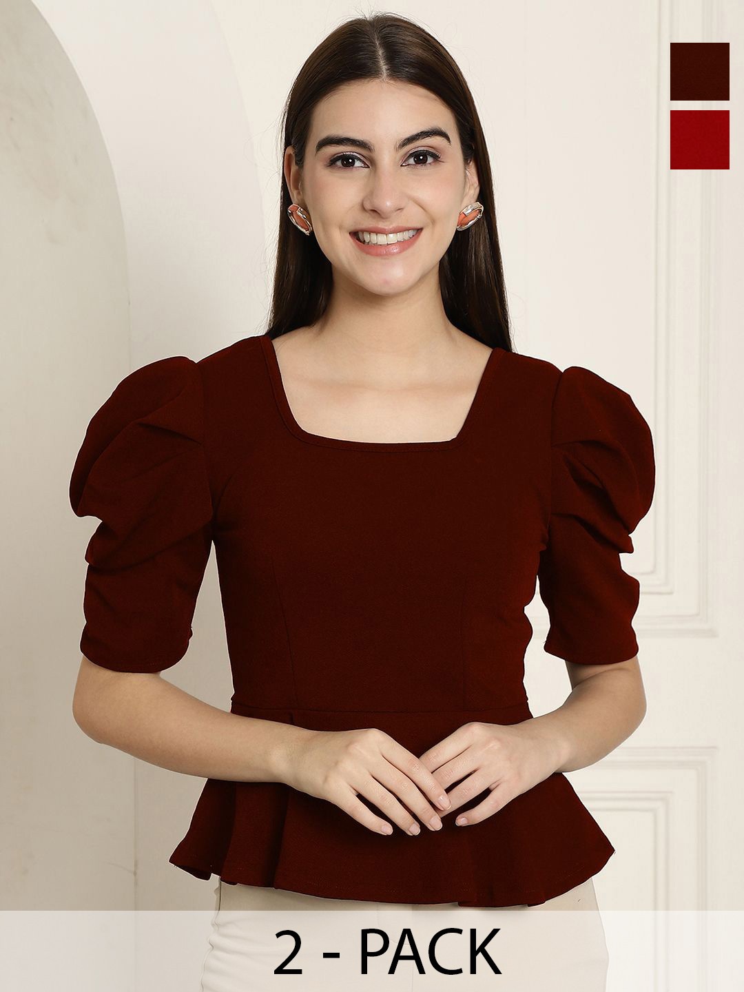

Tromko Sweetheart Neck Puff Sleeve Top, Multi
