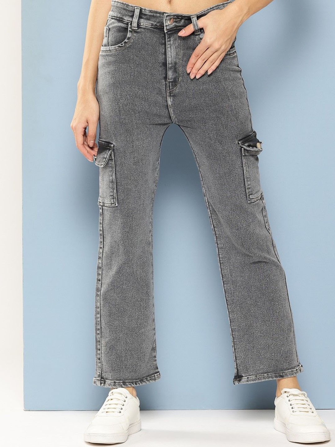 

BAESD Girls Comfort Relaxed Fit Low Distress Stretchable Jeans, Grey