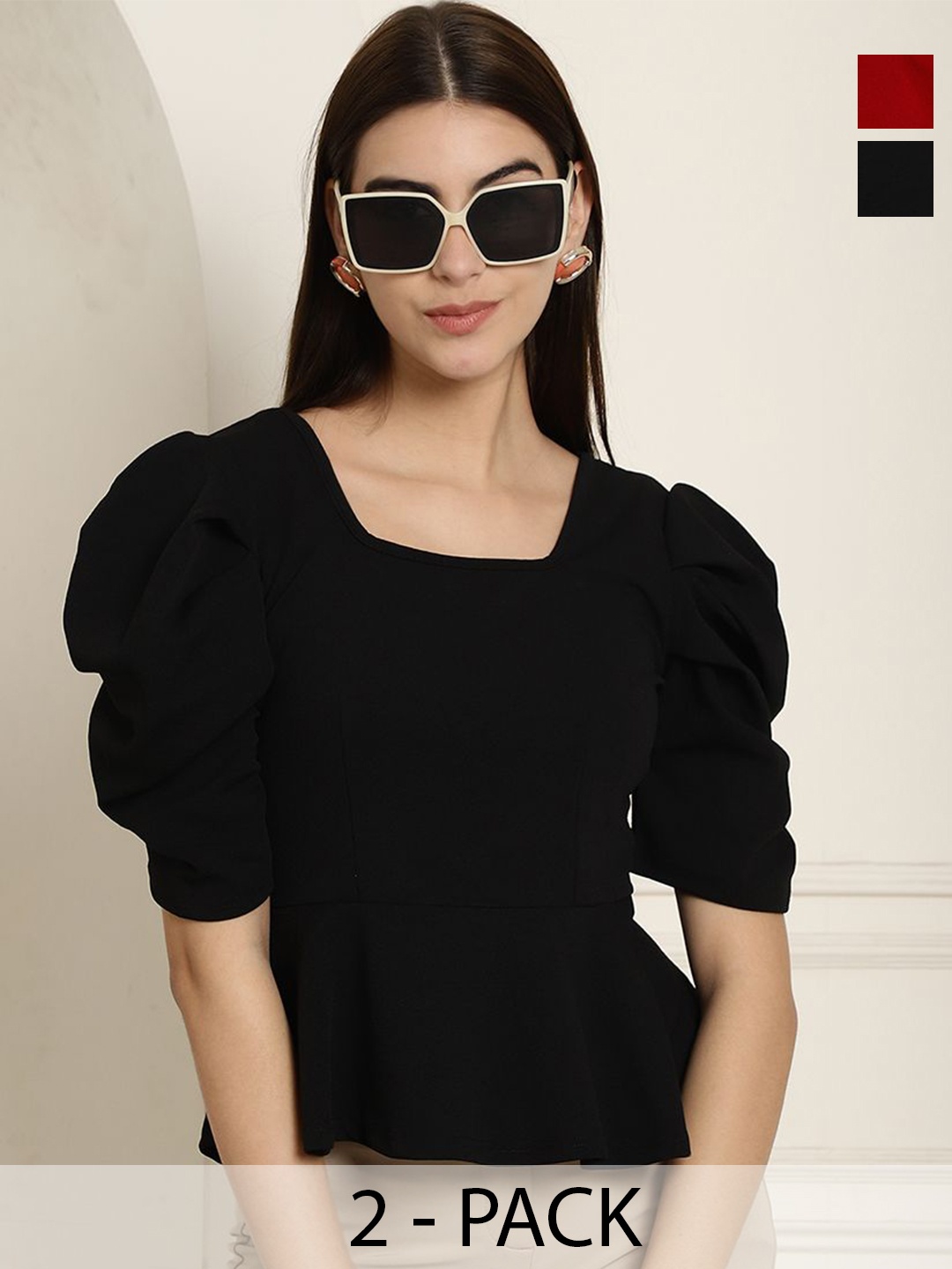 

Tromko Sweetheart Neck Puff Sleeve Top, Multi