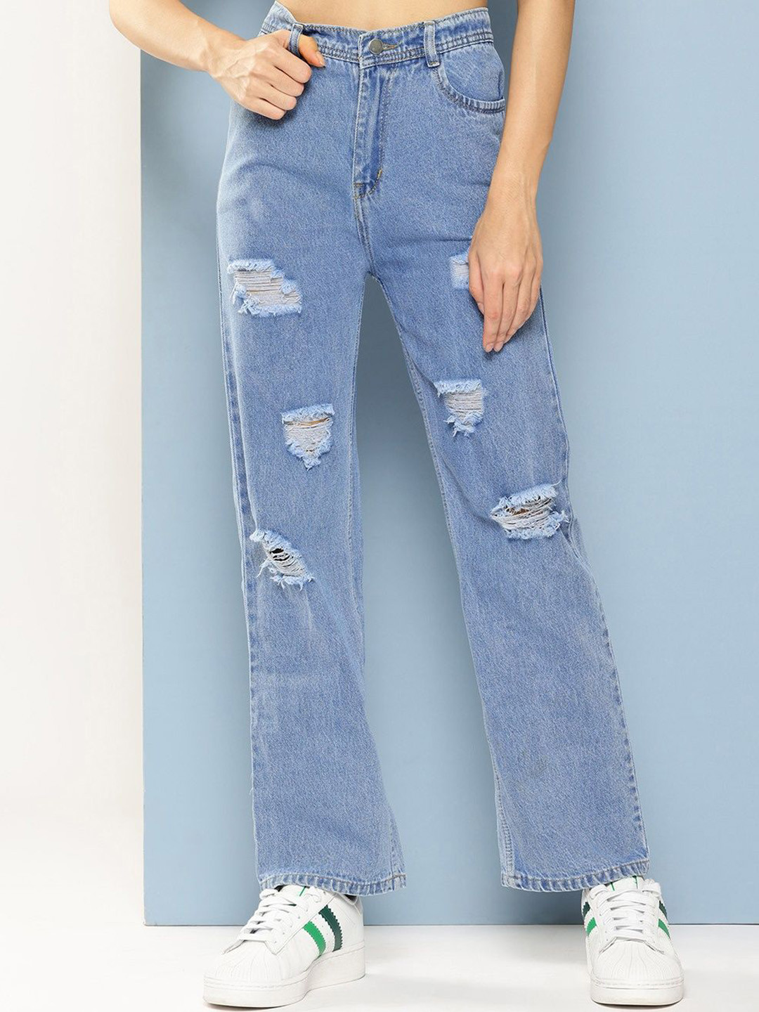 

BAESD Girls Comfort Relaxed Fit Highly Distressed Stretchable Jeans, Blue