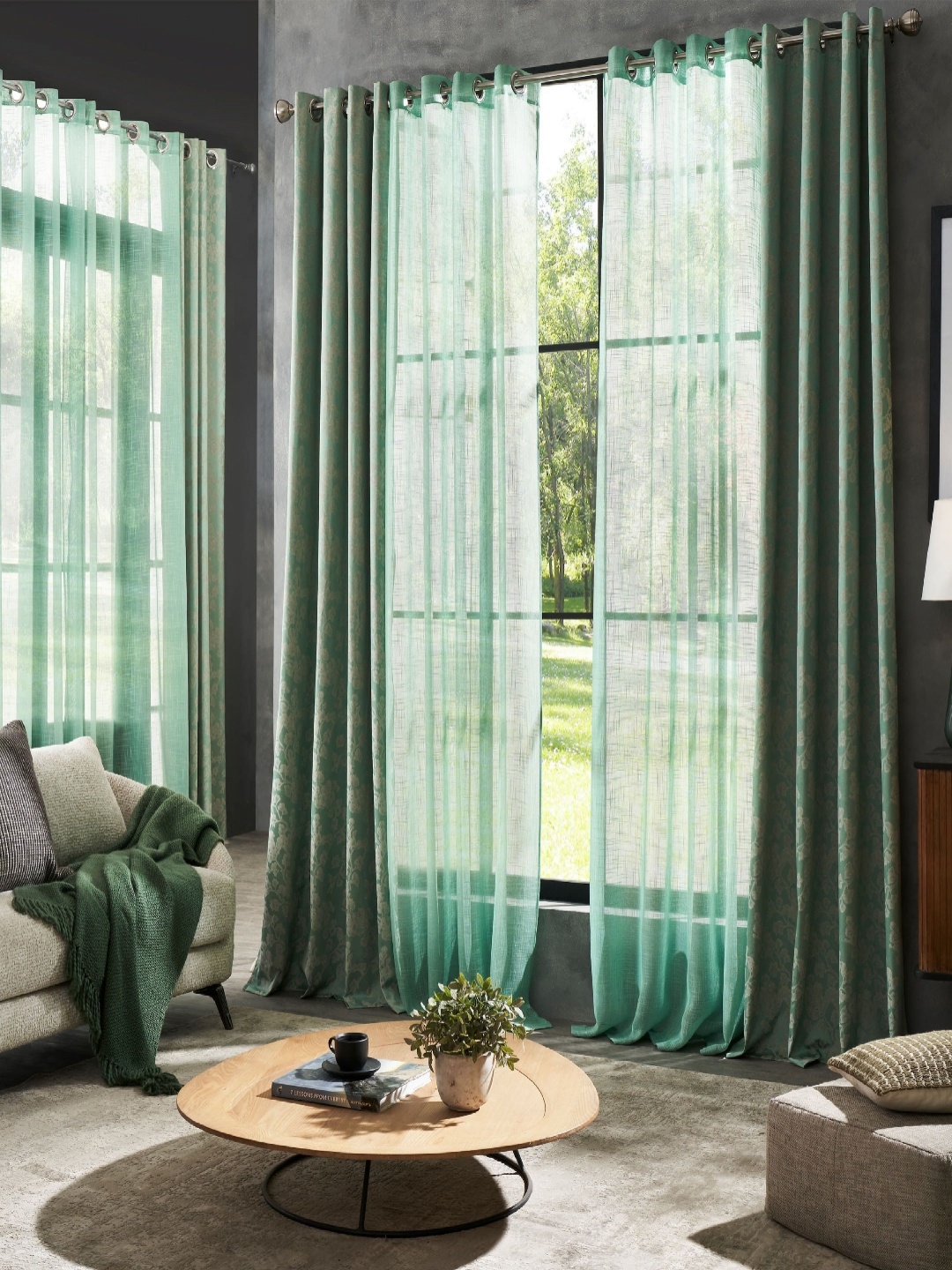 

Deco Window Fluorescent Green 2 Pieces Sheer Door Curtains