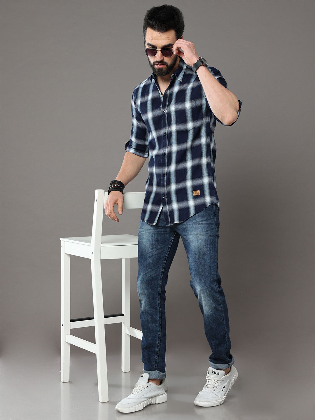

Tallwalker Men Straight Twill Shirt, Navy blue