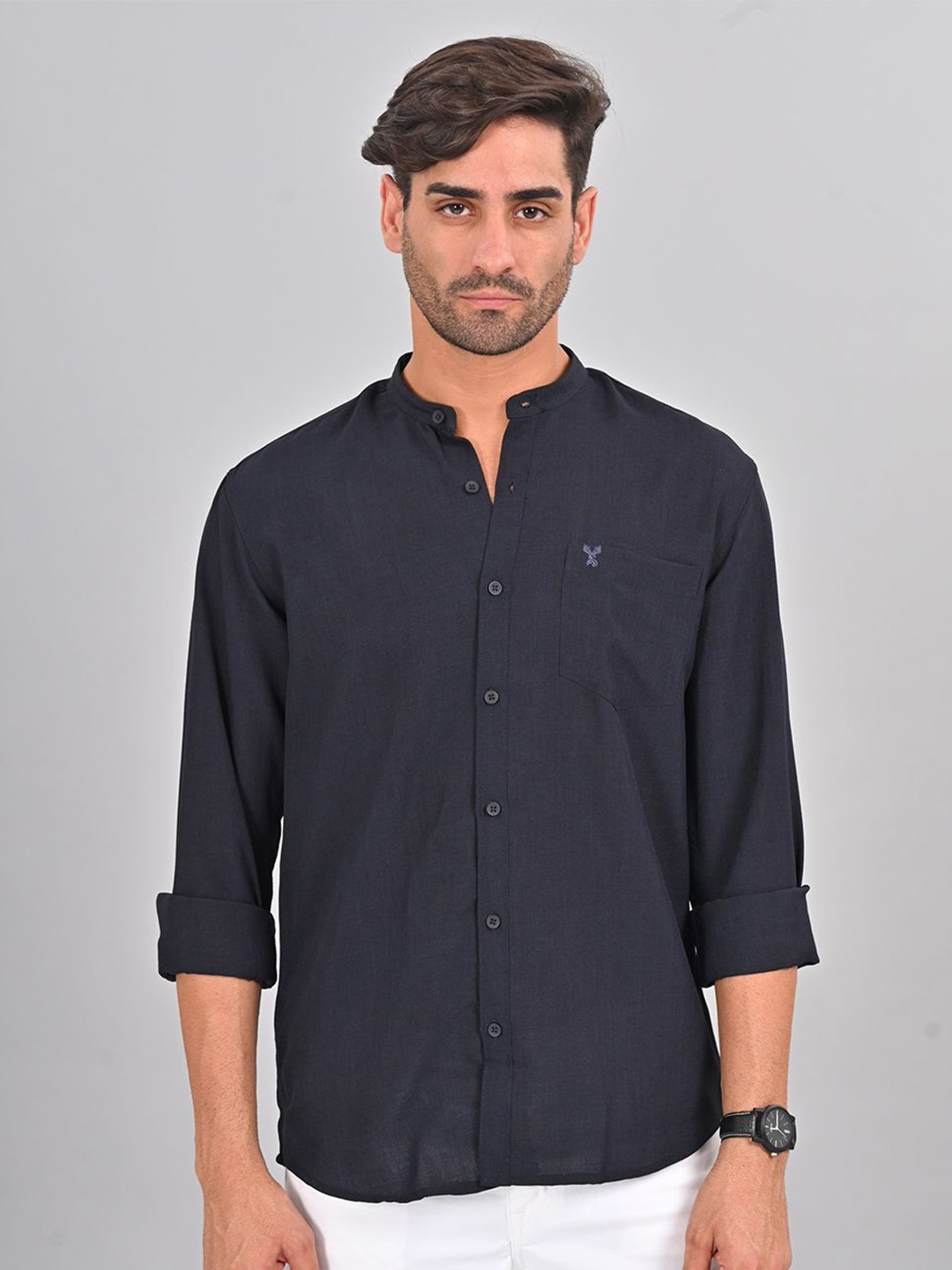 

STYLOFY Men Comfort Opaque Casual Shirt, Navy blue