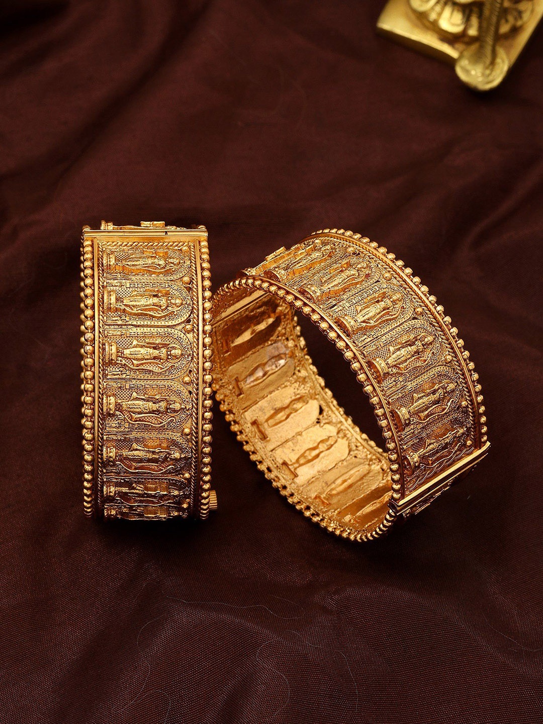 

Exotic India Set Of 2 Gold-Plated Lord Rama Bangles In Copper