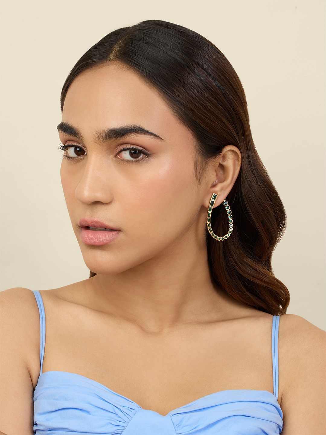 

Isharya 18Kt Gold Plated Contemporary Artificial Stones Studs, Green