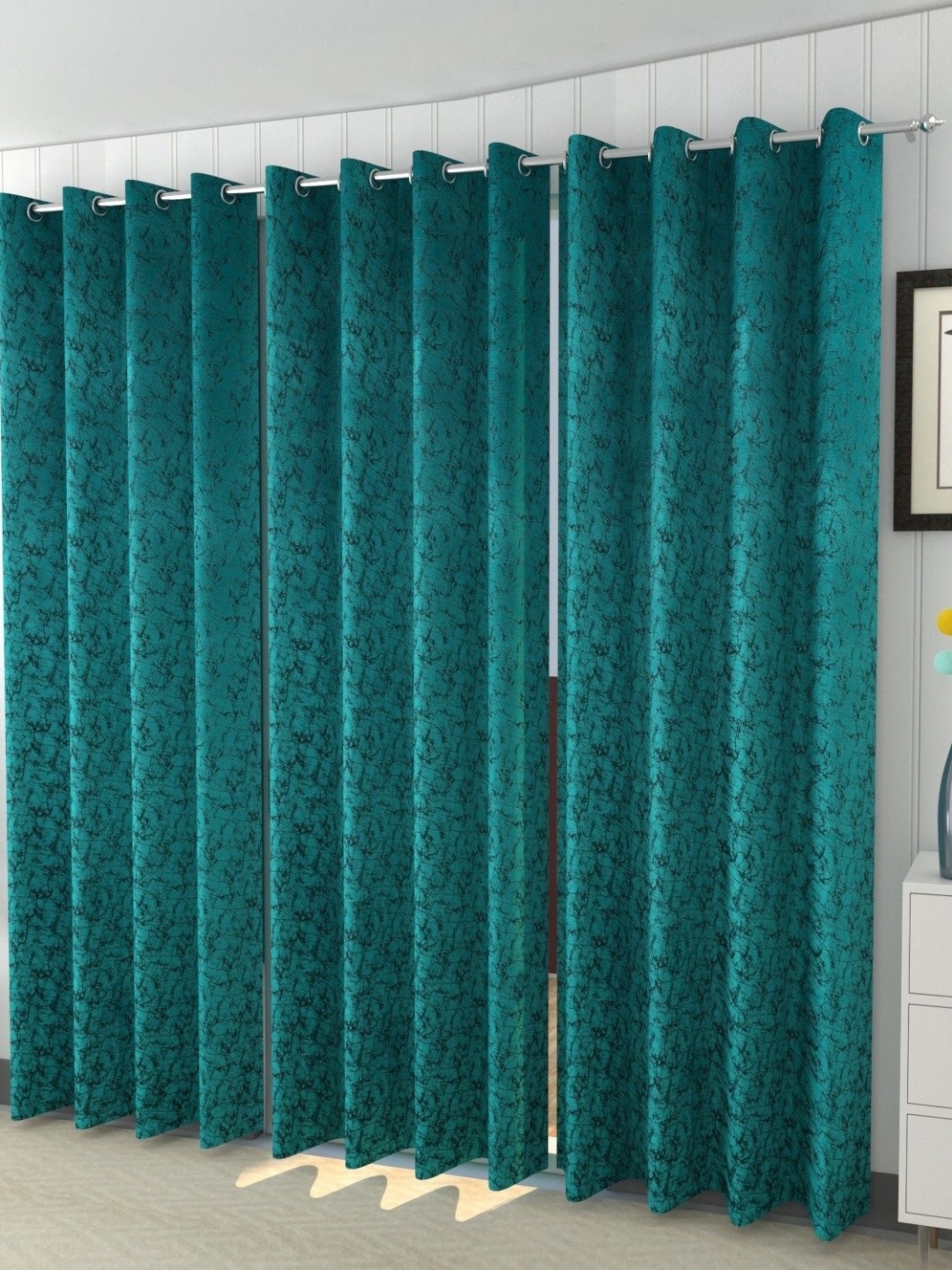 

Galaxy Home Decor Blue Set of 3 Room Darkening Door Curtain