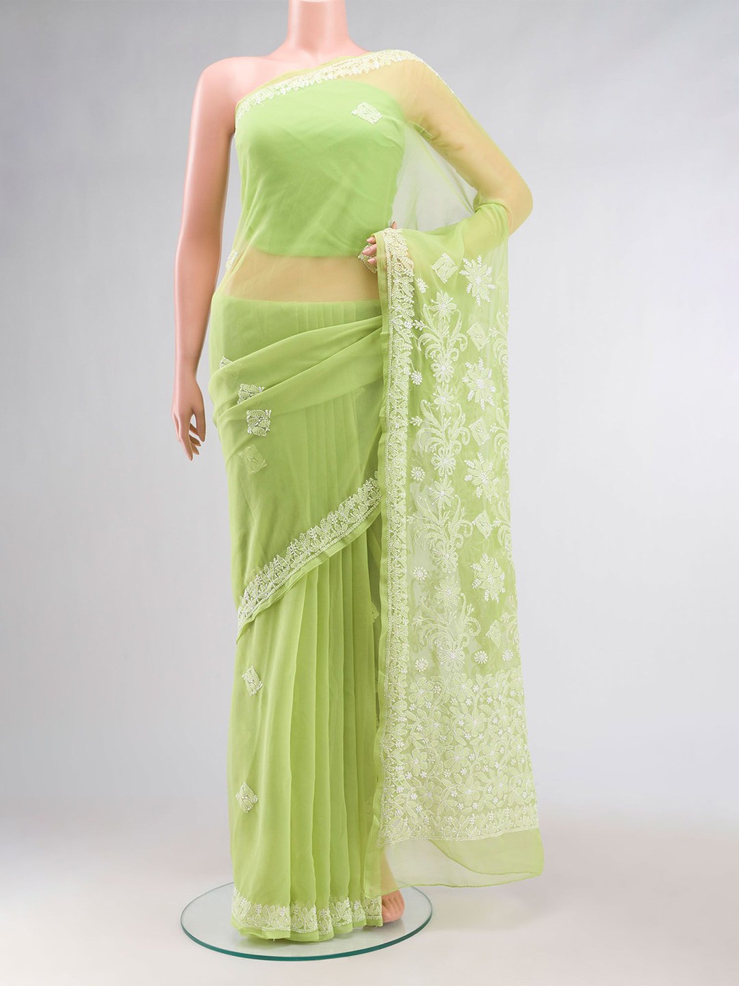 

Nalli Floral Pure Cotton Saree, Green