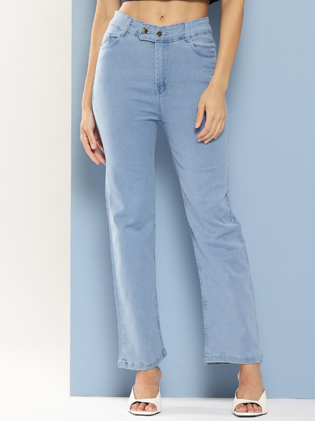 

BAESD Women Comfort Relaxed Fit Heavy Fade Stretchable Jeans, Blue