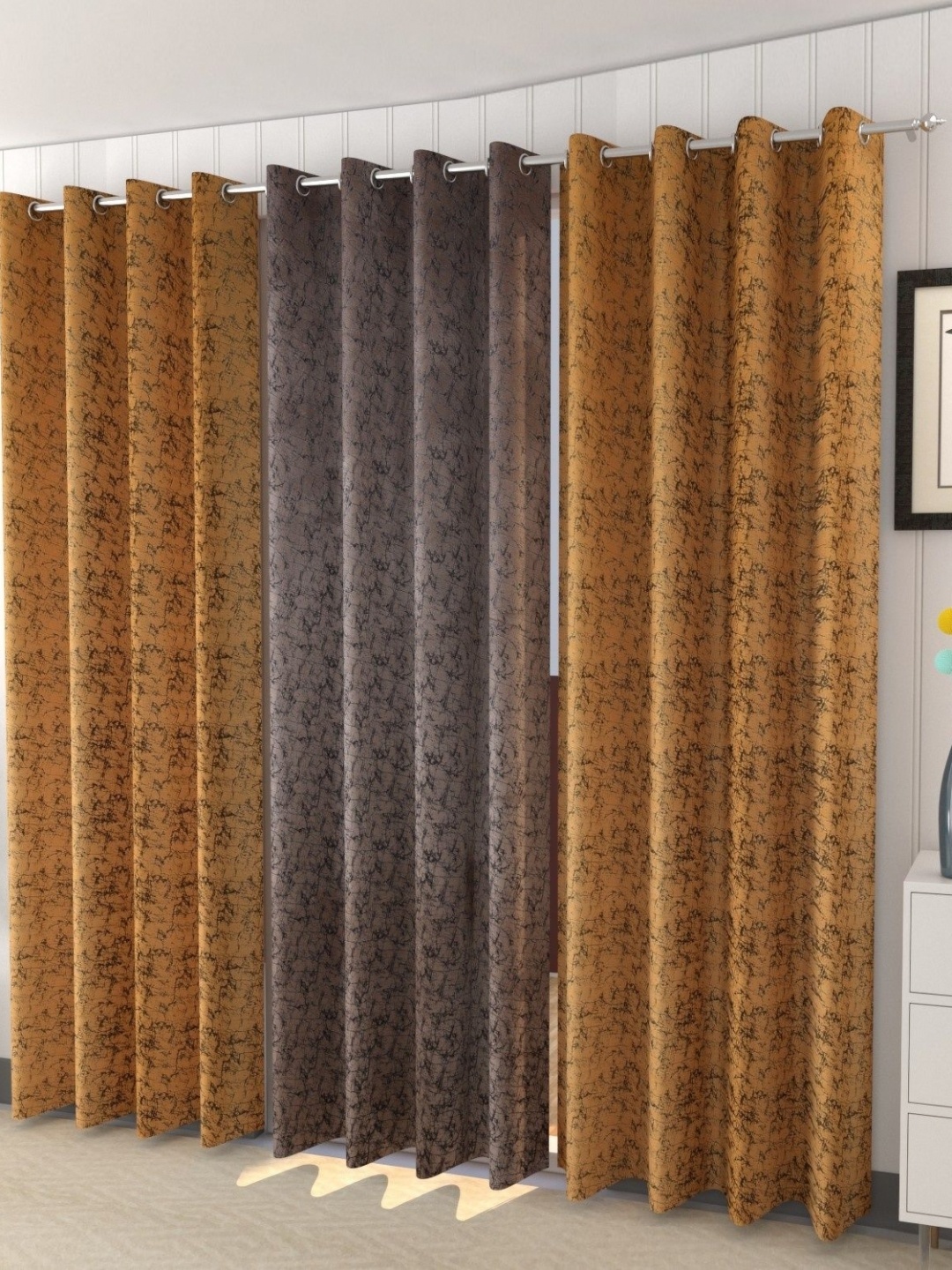 

Galaxy Home Decor Multicoloured Set of 3 Room Darkening Door Curtain, Multi