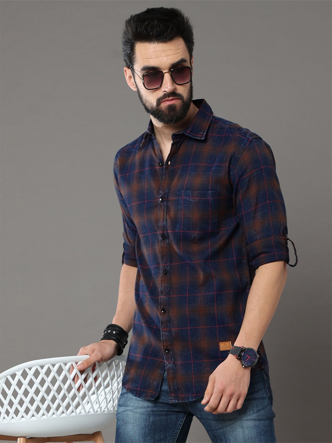 

Tallwalker Men Straight Twill Shirt, Brown