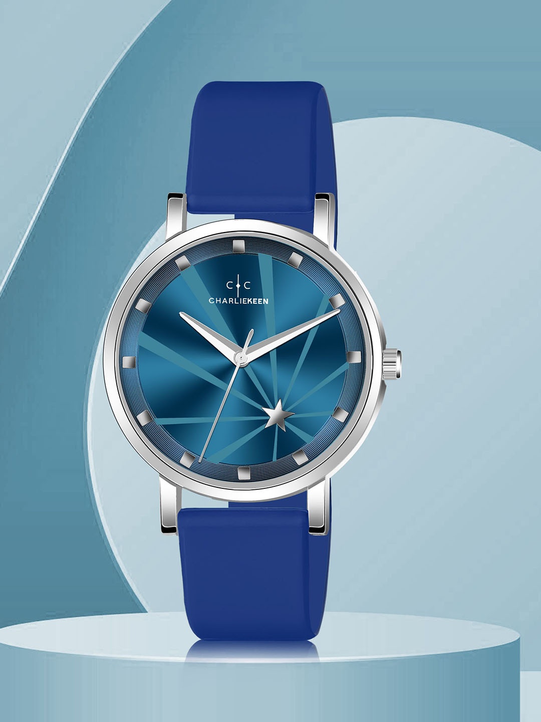 

CHARLIEKEEN Women Brass Printed Dial & Straps Analogue Watch CC-LR005-BLU-BLU, Blue