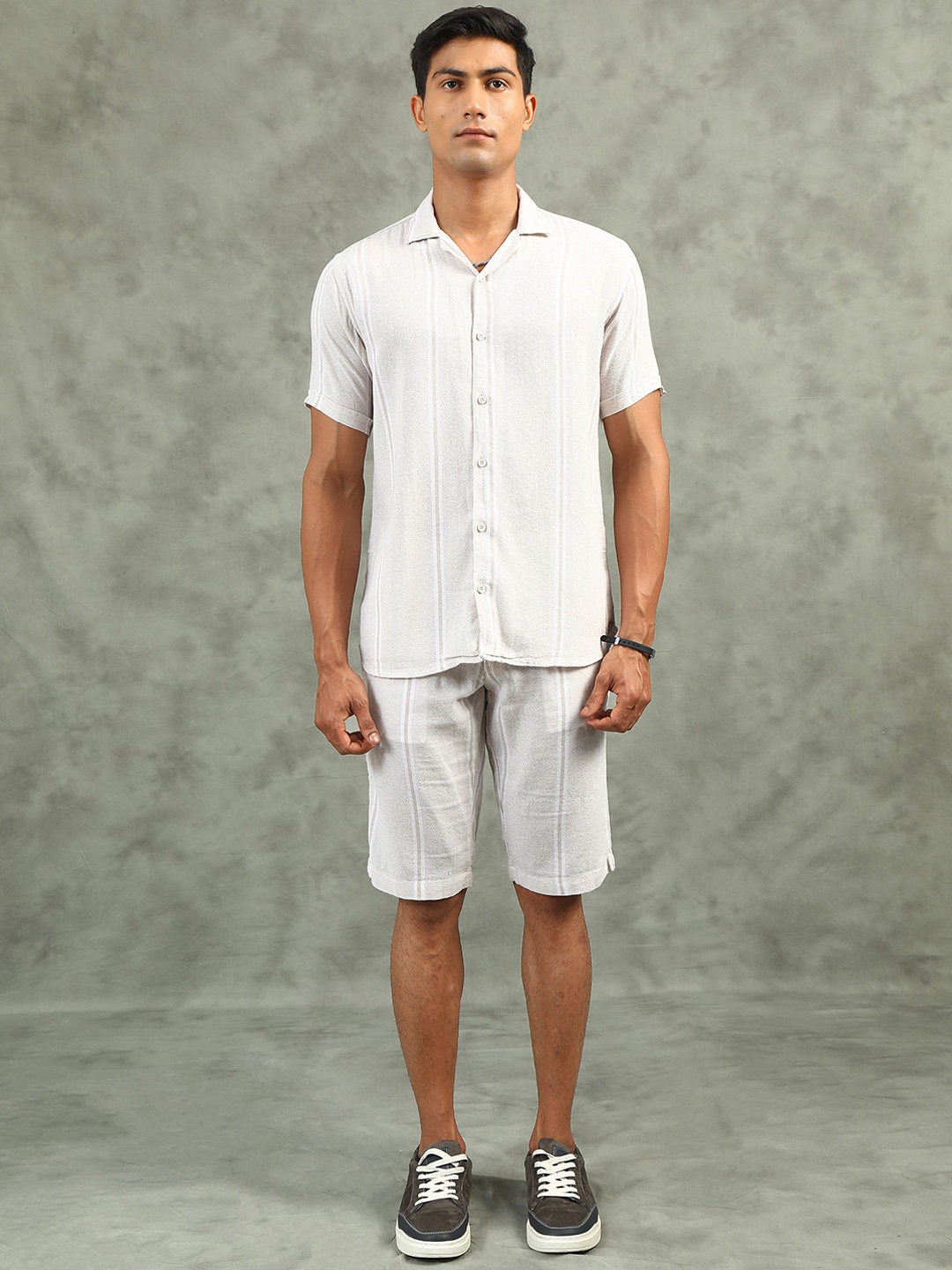 

beevee Striped Pure Cotton Shirt With Shorts Co-Ords, Cream