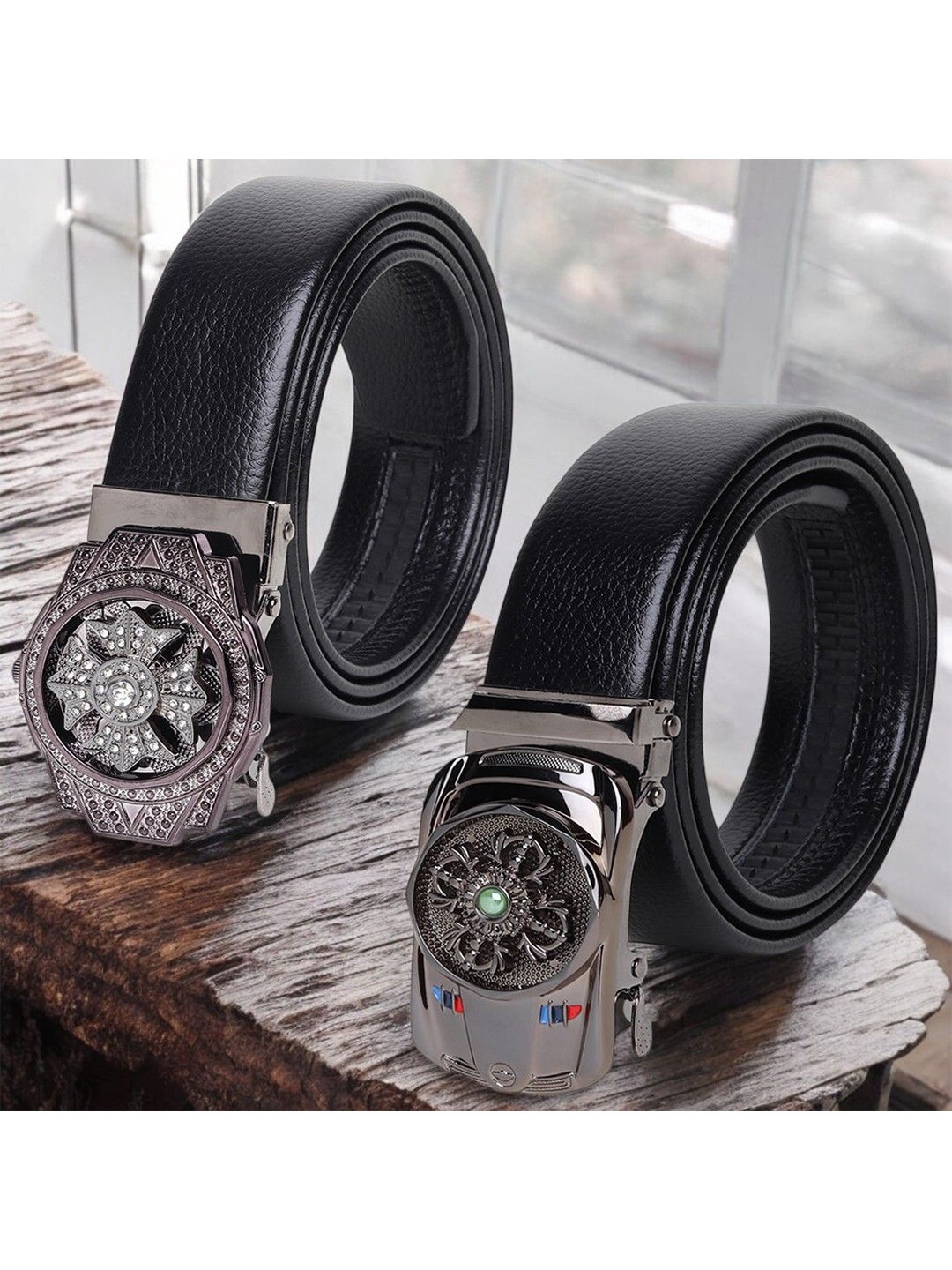 

The Roadster Lifestyle Co Set Of 2 Textured Formal Belts, Black