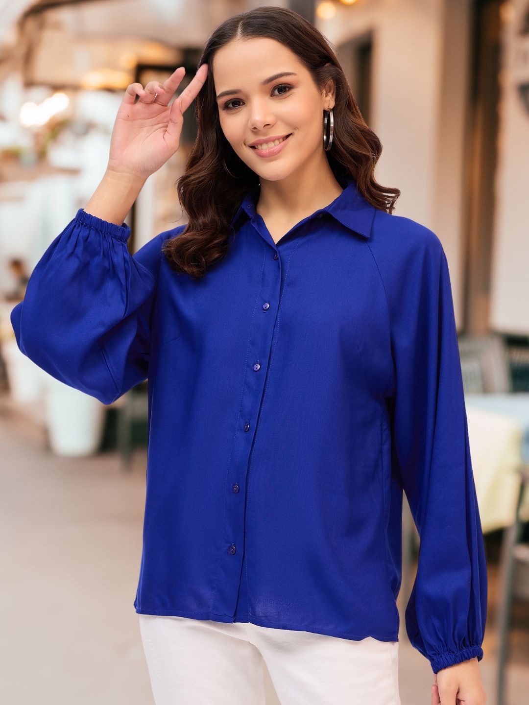 

DressBerry Women Classic Opaque Casual Shirt, Blue
