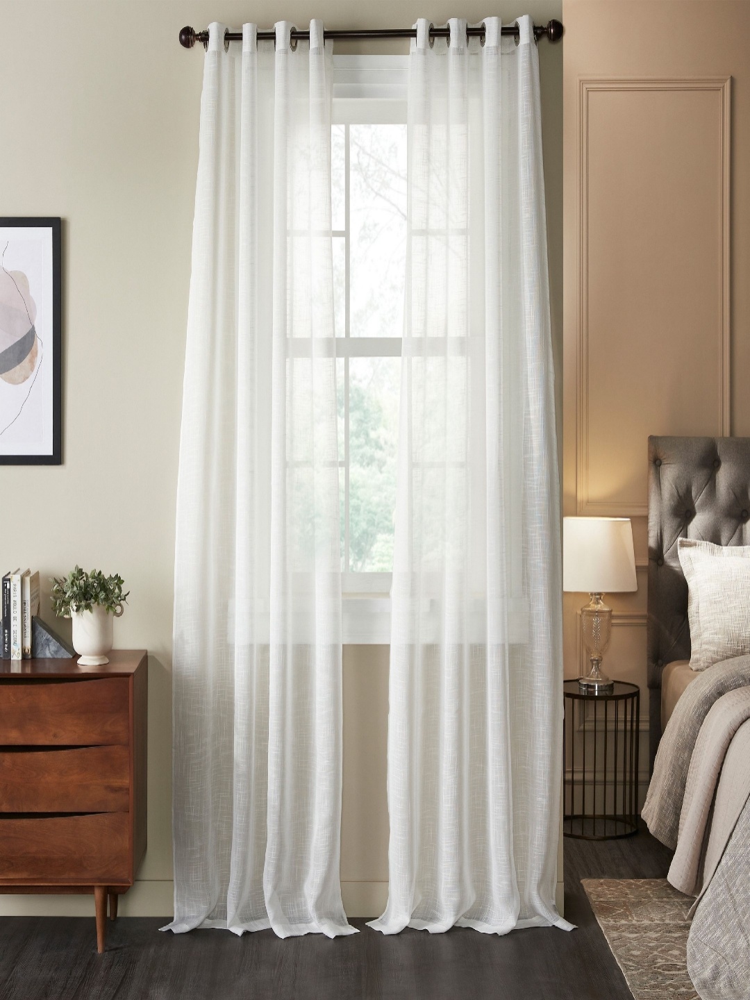 

Deco Window White 2 Pieces Sheer Long Door Curtains