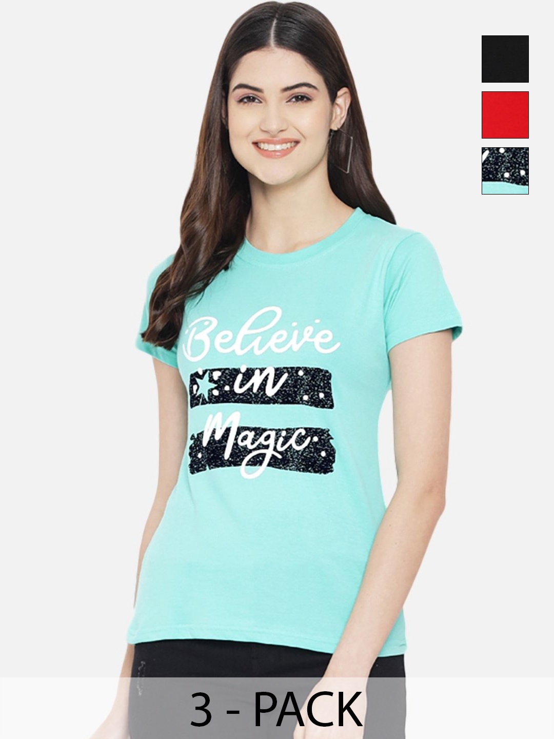 

Tromko Women Typography Printed T-shirt, Multi