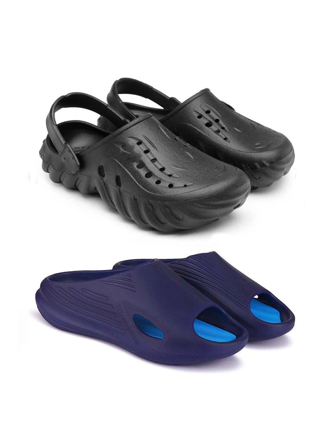 

BERSACHE Men Pack Of 2 Clogs, Black
