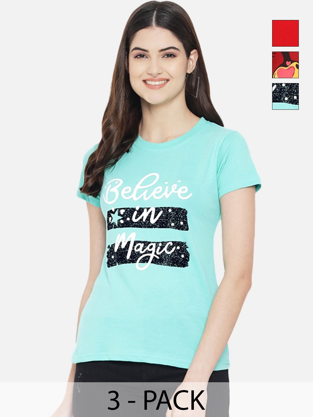 

Tromko Women Typography Printed T-shirt, Multi