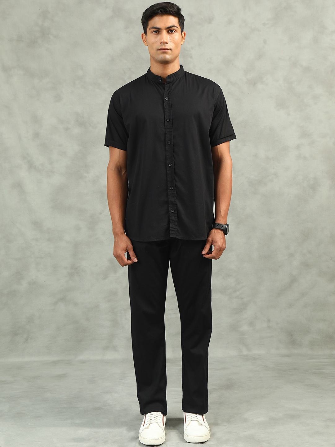 

beevee Band Collar Shirt With Trouser Co-Ords, Black