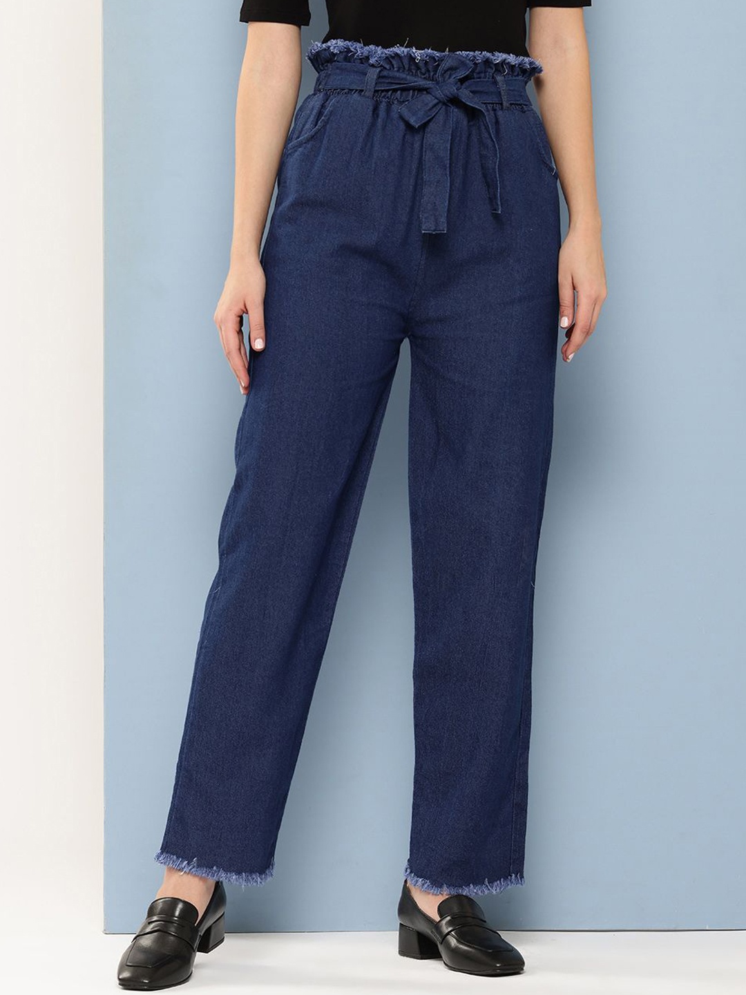 

BAESD Women Comfort Relaxed Fit Heavy Fade Stretchable Jeans, Navy blue