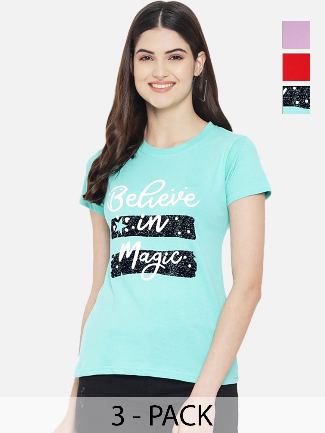 

Tromko Women Typography Printed T-shirt, Multi