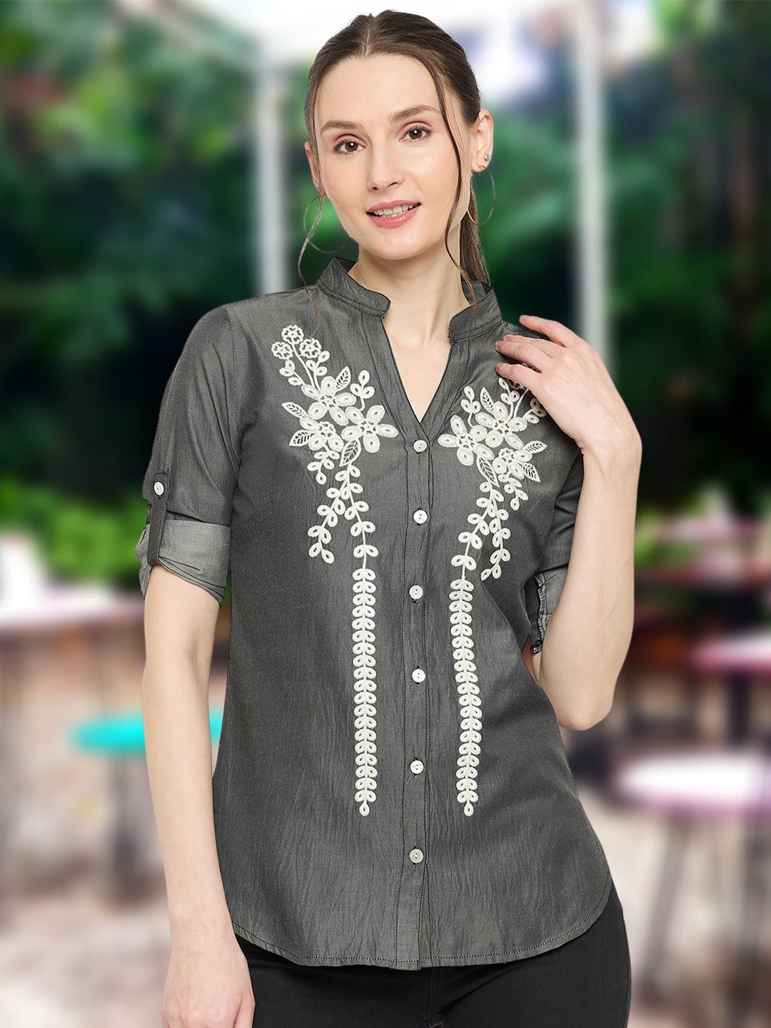 

DressBerry Women Classic Opaque Casual Shirt, Black