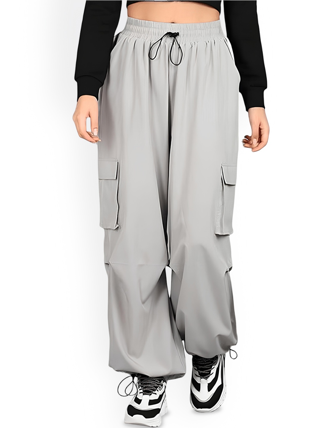 

MULTIWA Women Relaxed High-Rise Trousers, Grey
