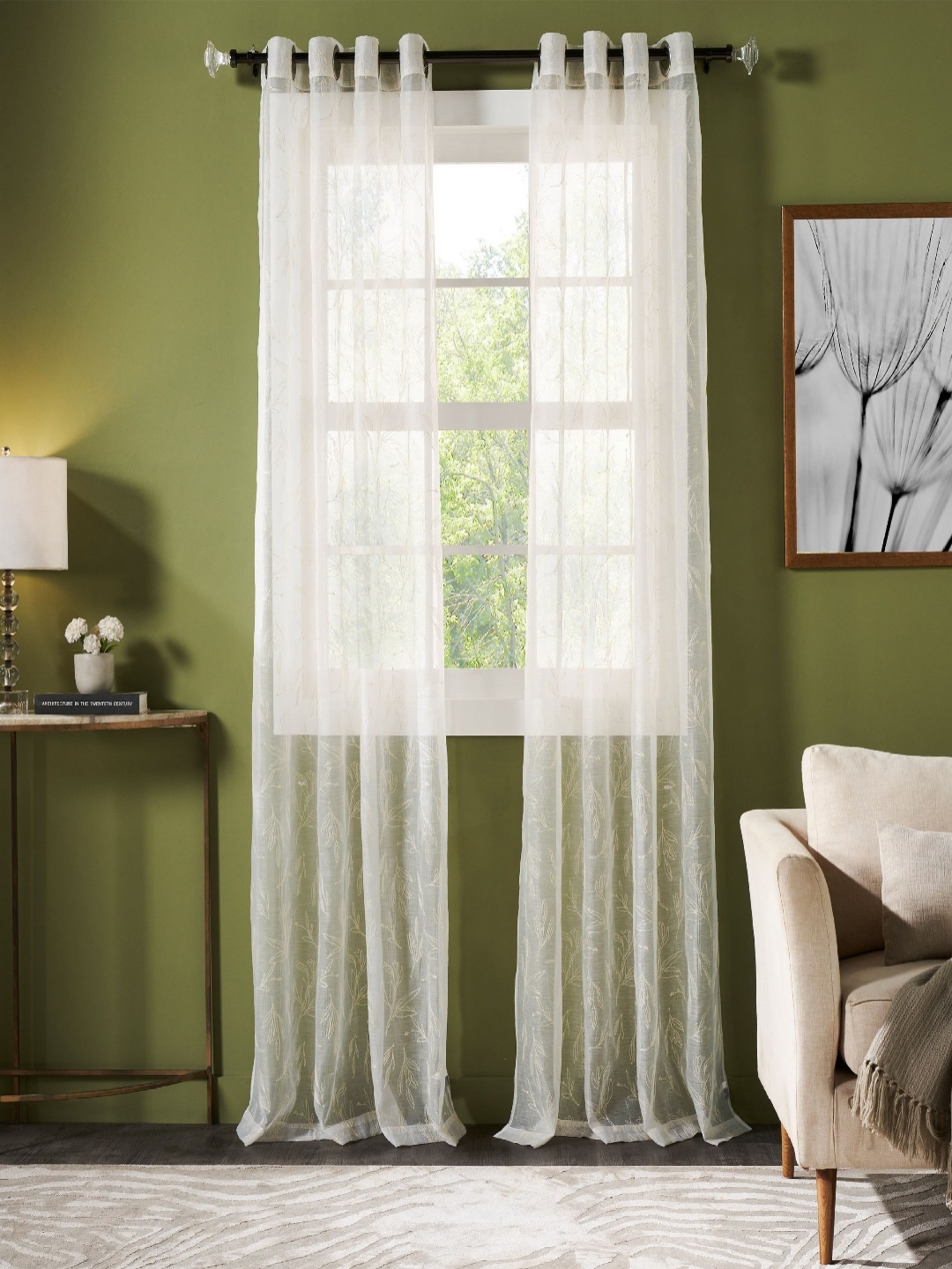 

Deco Window White Set of 2 Sheer Door Curtain