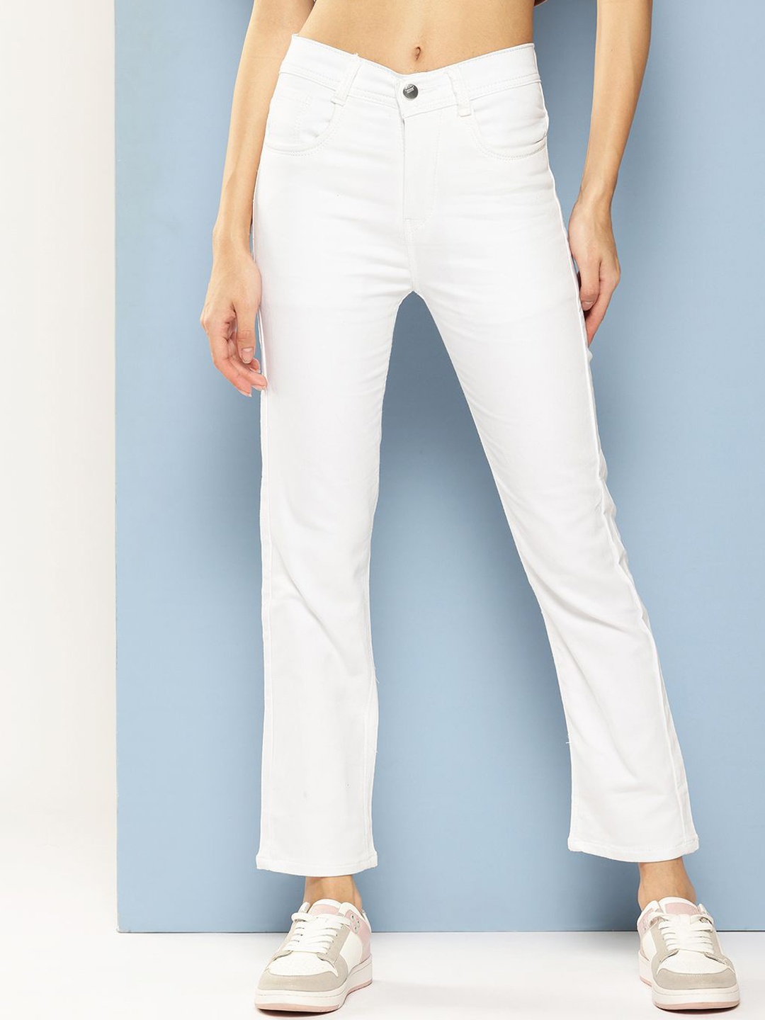

BAESD Women Comfort Relaxed Fit Slash Knee Stretchable Jeans, White
