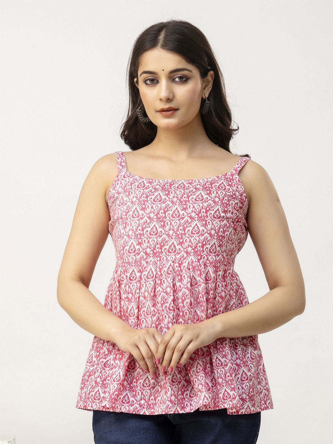 

BAESD Print Cotton Styled Back Top, Pink