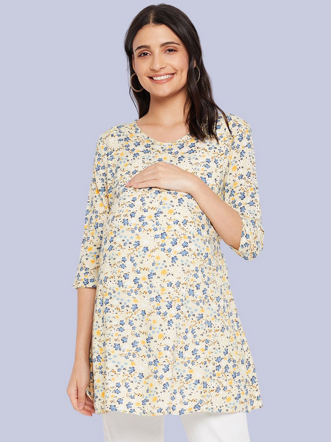 

Hypernation Floral Print Longline Top, Yellow