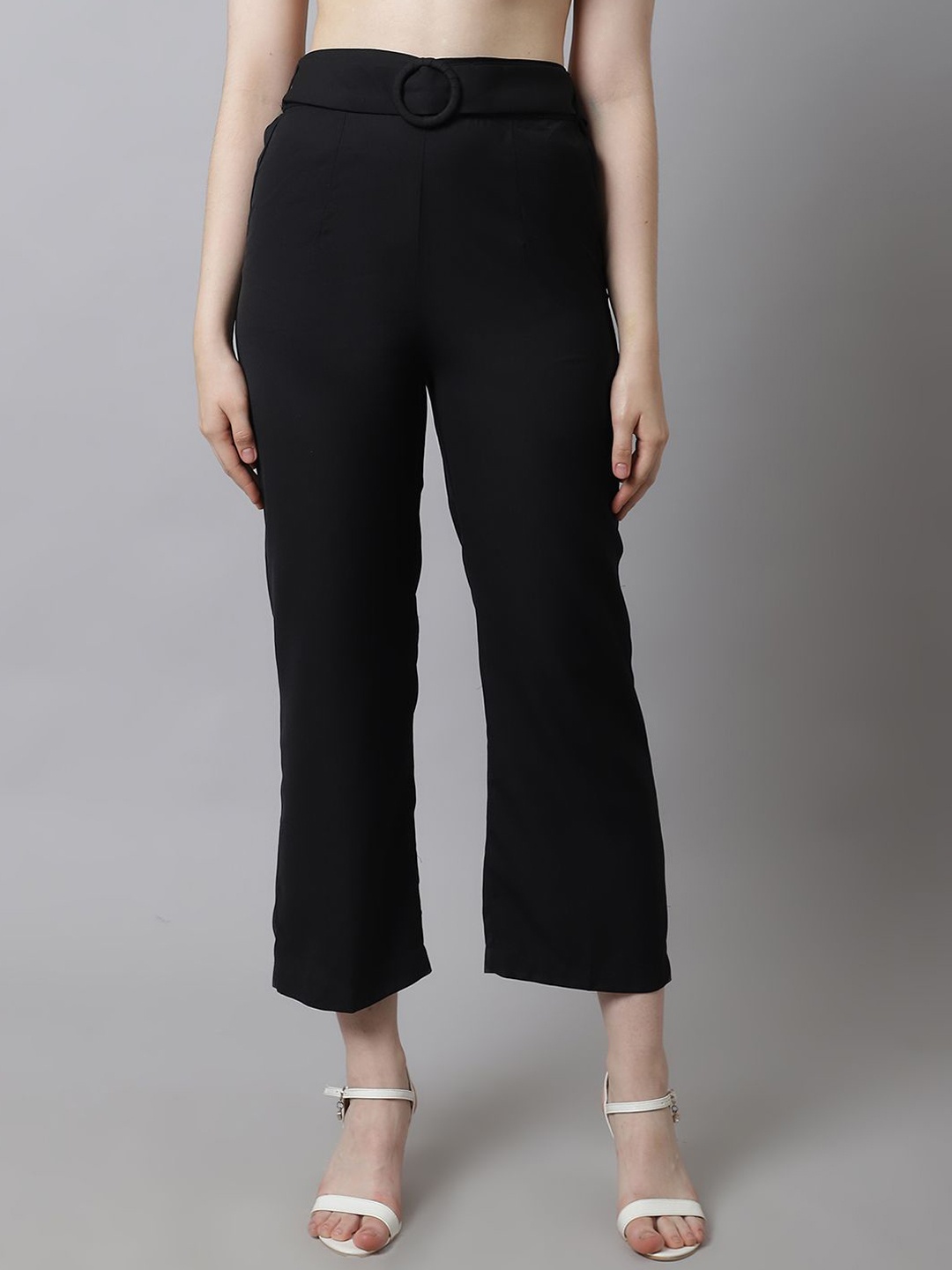 

JAKANARY Women Relaxed High-Rise Easy Wash Pleated Trousers, Black